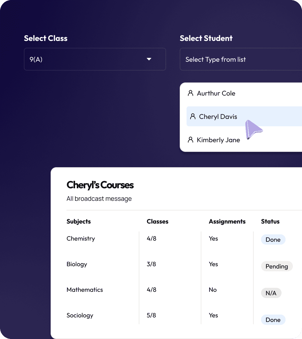 Nexium academics module for courses and report cards